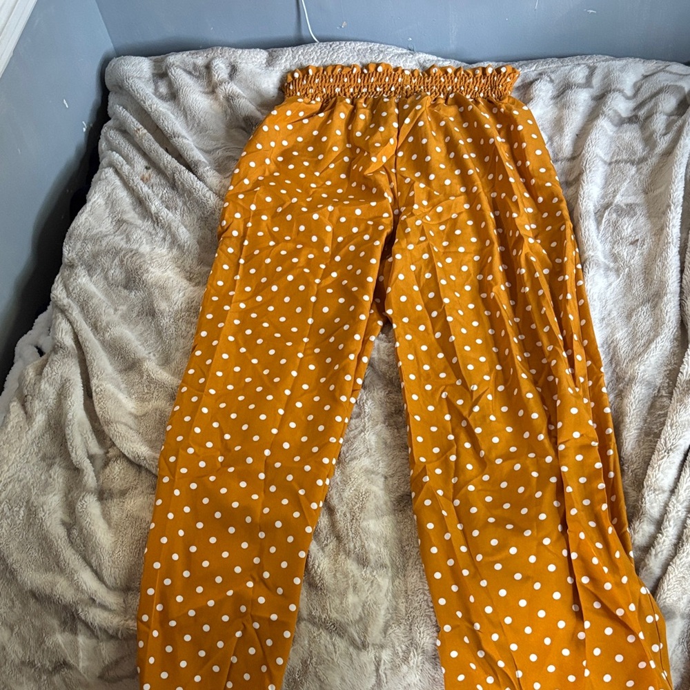 SHEIN Orange Polka Dot‎ Wide Leg Pants large flowy comfortable fit